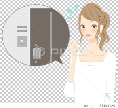 マンションのエントランス　説明する女性　焦る 21394129