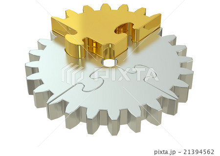 Business concept with gear puzzle, 3D rendering 21394562