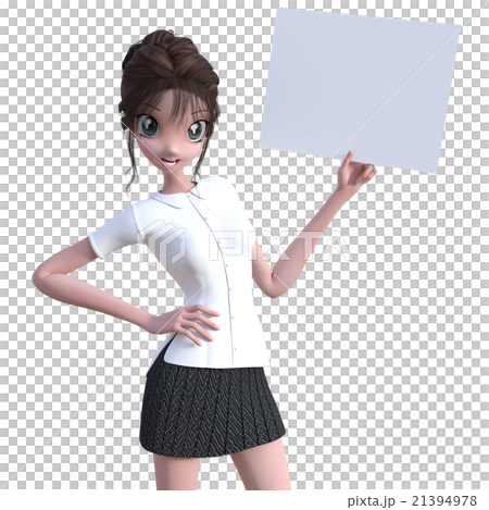 Business woman with message board perming3DCG Illustration material 21394978