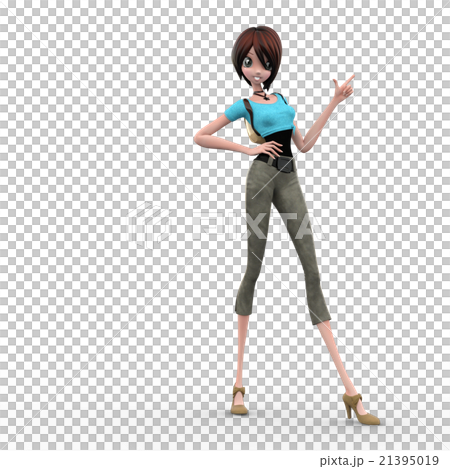 運載背包perming3DCG例證材料的一位小姐 運載背包perming3DCG例證材料的一位小姐 21395019