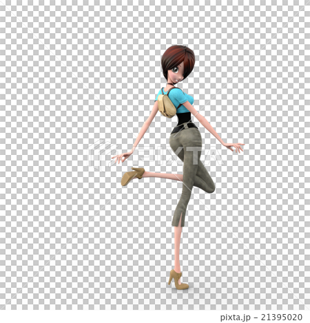 A young lady carrying a backpack perming3DCG Illustration material A young lady carrying a backpack perming3DCG Illustration material 21395020