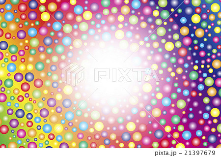 背景素材壁紙,虹色,レインボーカラー,七色,カラフル,円,丸,輪,斑点,まだら,みずたま,水玉模様, 21397679