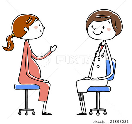 イラスト素材:女医と患者　妊婦 21398081
