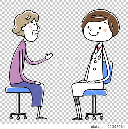 Illustration material: Female doctor and elderly patient 21398084