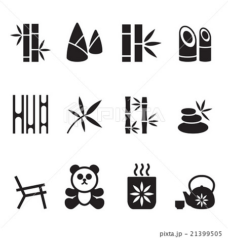 Bamboo icons set Vector 21399505