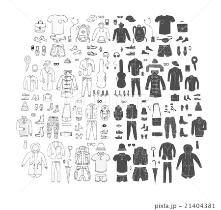 Big hand drawn collection of trendy clothes 21404381