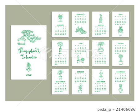Calendar houseplants of 2016. Vector illustration. 21406036