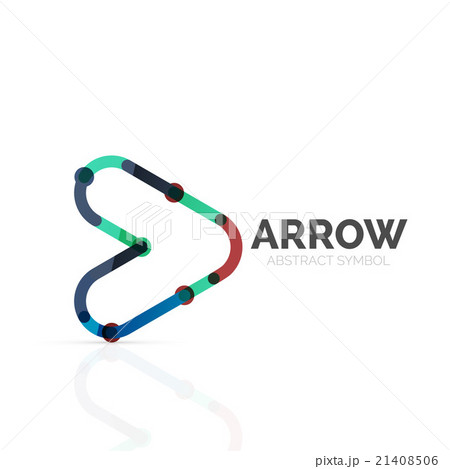 Linear arrow abstract logo, connected multicolored 21408506