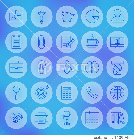Line Circle Web Business Office Icons Set Line Circle Web Business Office Icons Set 21409940
