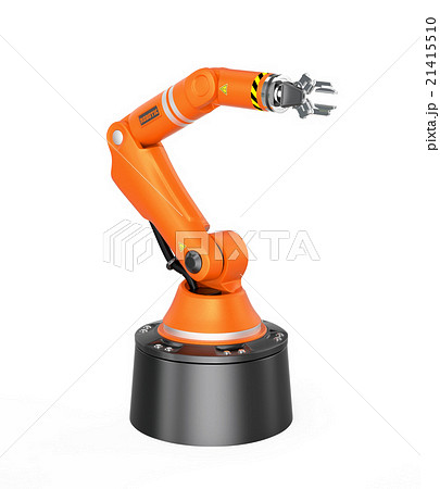 オレンジ色フロアマウント式ロボットアームのイラスト素材