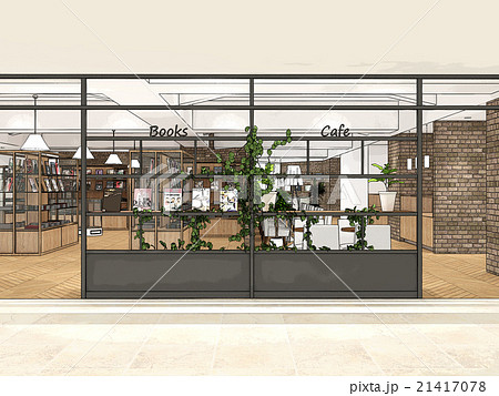 イラスト　カフェと本屋 21417078