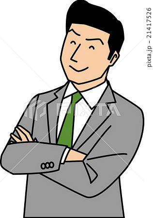 腕組みをして微笑む３０代ビジネスマン 21417526