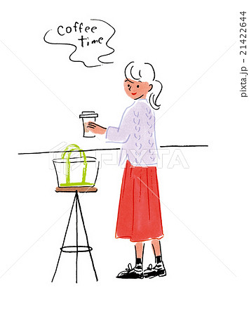 カフェでドリンクを飲む女性 カフェでドリンクを飲む女性 21422644