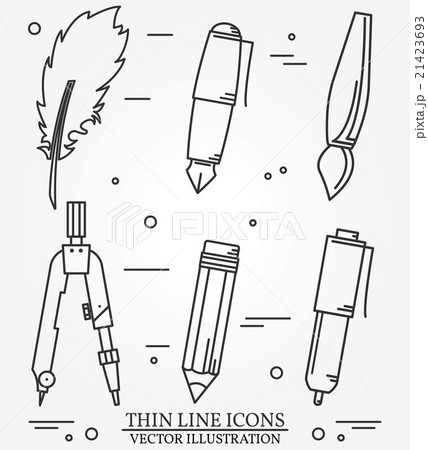 Drawing tools thin line icon set for webのイラスト素材 [21423693] - PIXTA