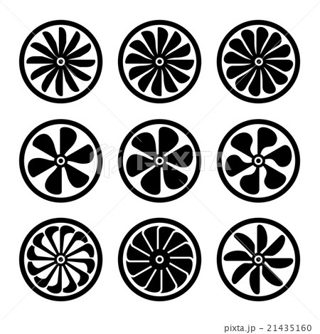 Turbines Icons Set. Turbojet Engine Power. Vector 21435160