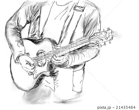 ギターを弾く人 イラストのイラスト素材 21435464 Pixta