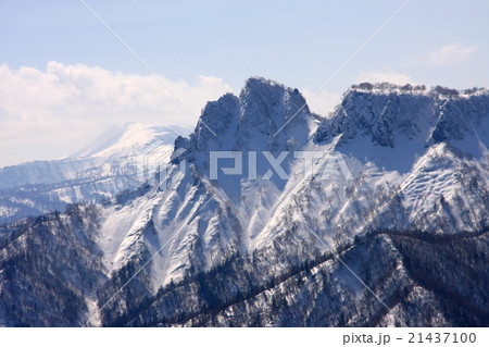 雪の定山渓天狗岳の写真素材