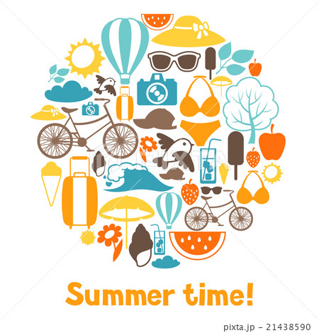 Background with stylized summer objects. Design 21438590