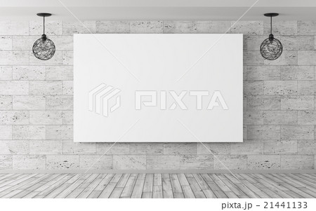 Interior background with poster and lamps 3d Interior background with poster and lamps 3d 21441133