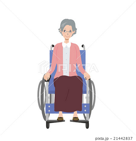 車椅子 シニア 女性のイラスト素材