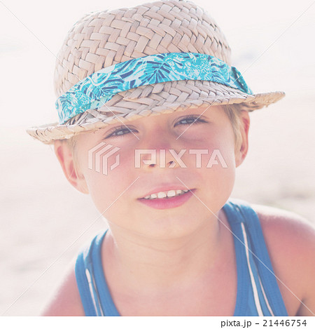Portrait Boy Wattled Hat Summer Toned 21446754