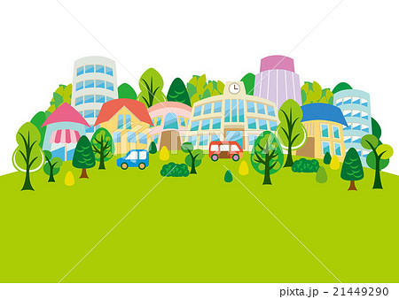 楽しい街 エコ 緑のイラスト素材