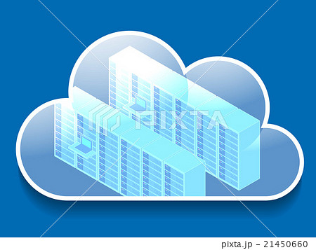 クラウドの中のデータサーバ ベクターイラストのイラスト素材