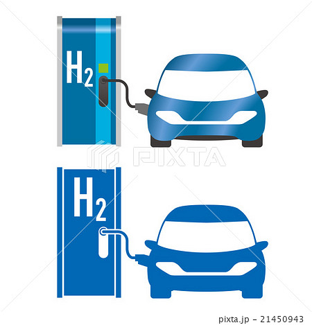 燃料電池自動車 Fcv 水素スタンドアイコンのイラスト素材