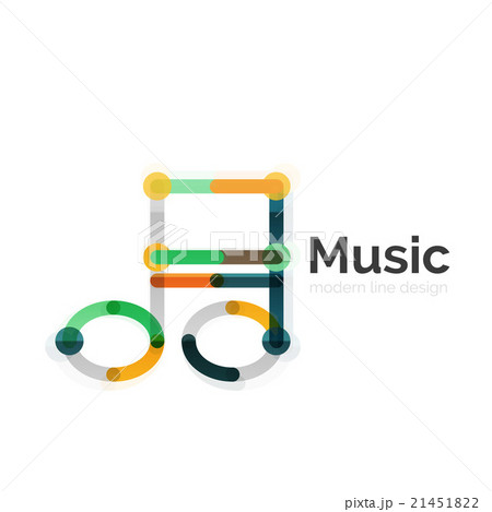 Music note logo, flat thin line geometric design Music note logo, flat thin line geometric design 21451822