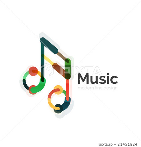 Music note logo, flat thin line geometric design Music note logo, flat thin line geometric design 21451824