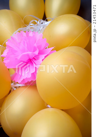 group of  small  ballon with pink paper flower 21453471