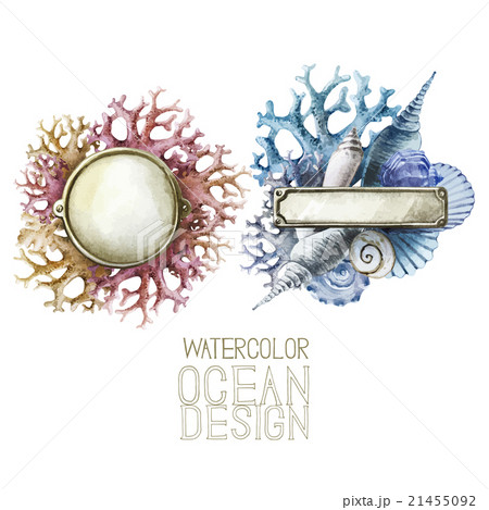 Watercolor metal plates with ocean design 21455092