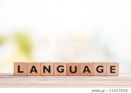 Language lesson sign on a table 21457056