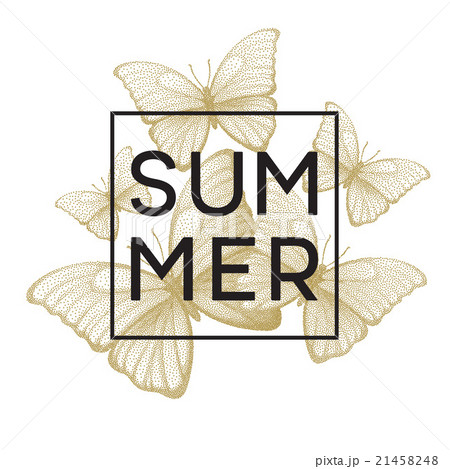 Butterflies. Summer. Stipple illustration with Butterflies. Summer. Stipple illustration with 21458248