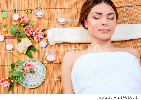 Beautiful young woman at a spa salon Beautiful young woman at a spa salon 21461851