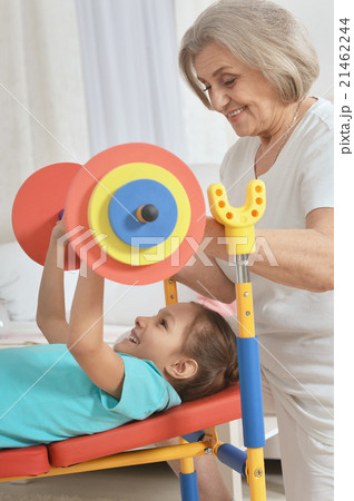 little granddaughter doing exercise 21462244