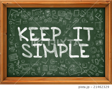 Keep It Simple - Hand Drawn on Green Chalkboard. 21462329