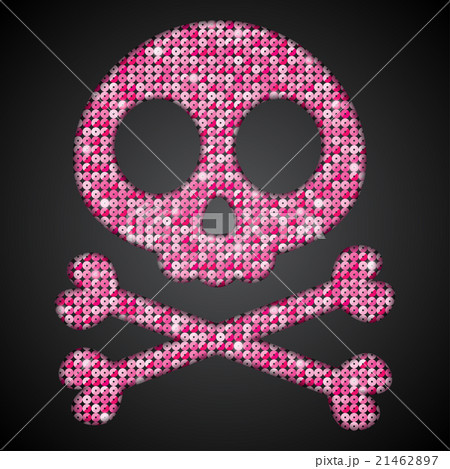 Vector pink sequin skull. Jolly Roger. Eps 10. Vector pink sequin skull. Jolly Roger. Eps 10. 21462897