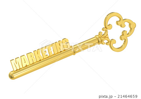 Marketing concept with golden key, 3D rendering Marketing concept with golden key, 3D rendering 21464659