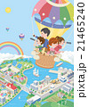 町並み　家族　気球 21465240