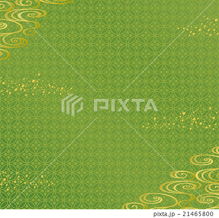 抹茶　新茶　緑地に流水と金箔　和風背景 21465800