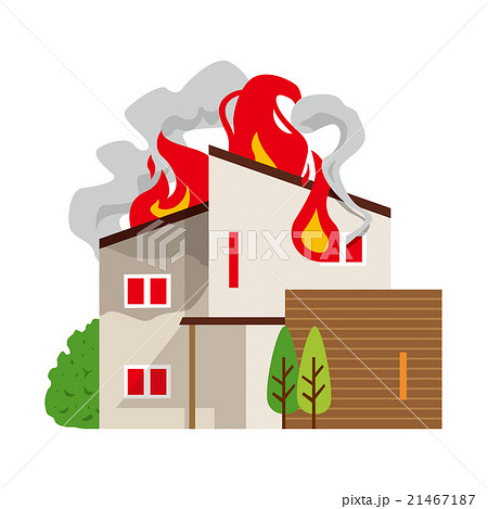 火事で燃える家のイラスト素材 21467187 Pixta