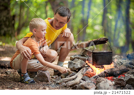 Father with son at camping Father with son at camping 21471522