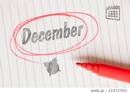 December attention note with a red brush December attention note with a red brush 21472503