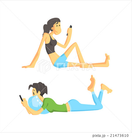 Two Girls Checking Their Phones 21473610