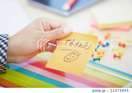 Thanks text on adhesive note 21473945