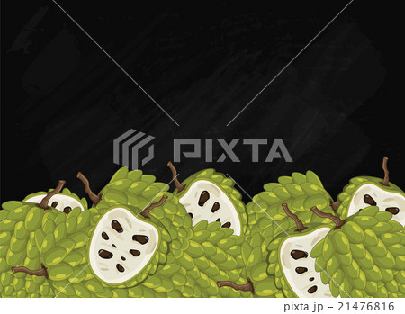 Cherimoya fruit composition on chalkboard, vector 21476816