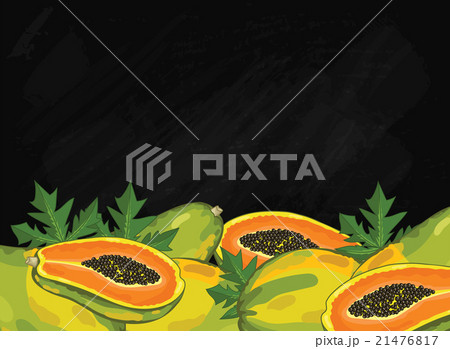 Papaya fruit composition on chalkboard, vector 21476817