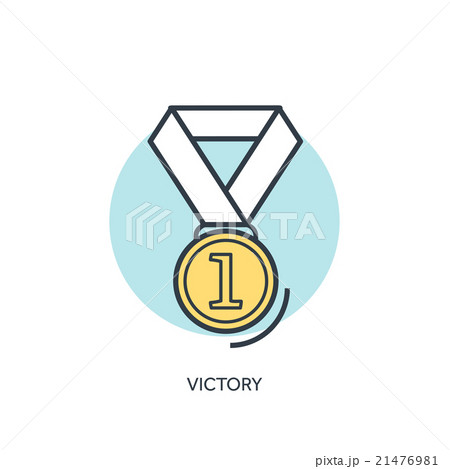 Flat gold lined medal icon Flat gold lined medal icon 21476981