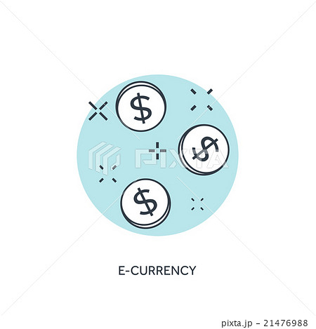 Flat lined coins icon. E-currency concept Flat lined coins icon. E-currency concept 21476988